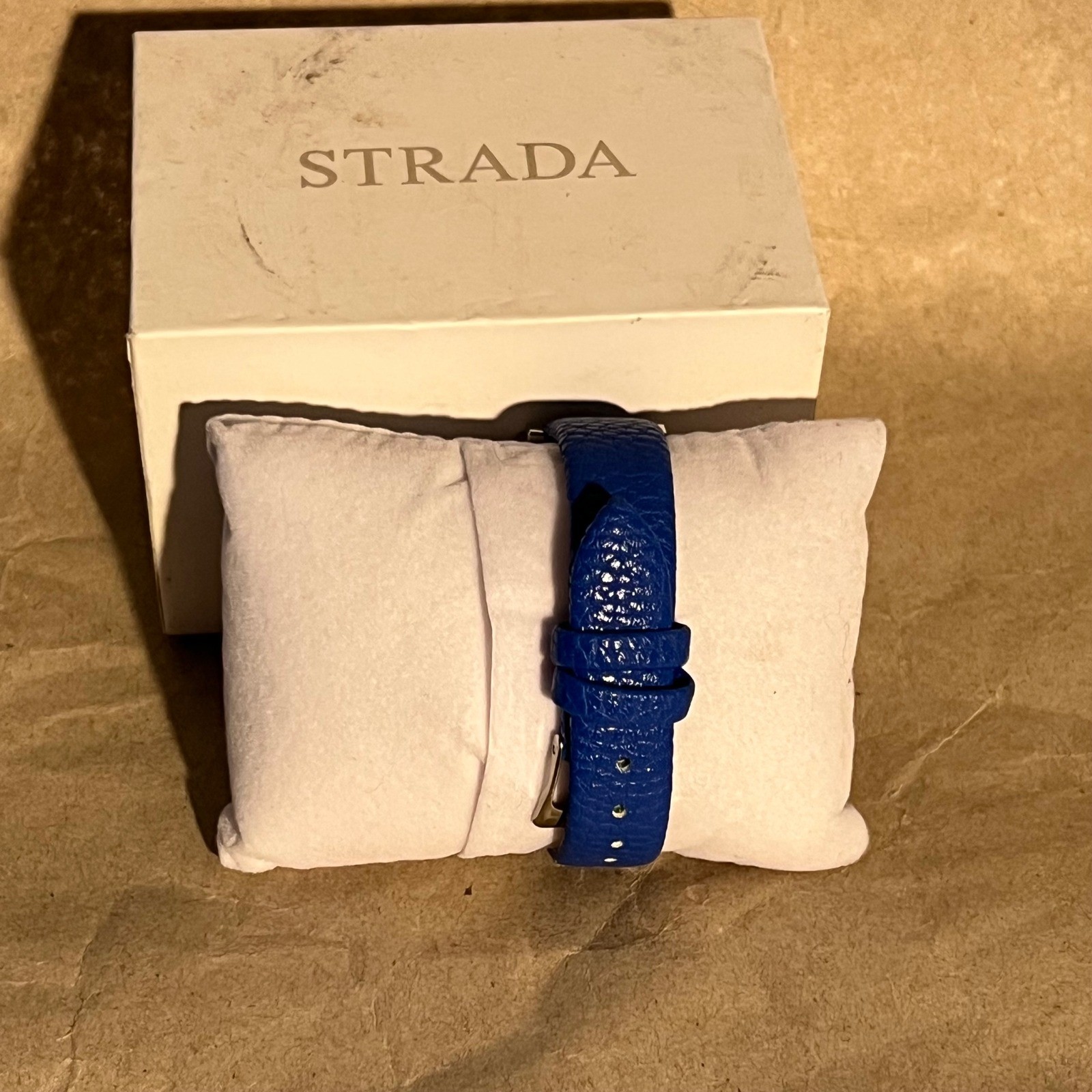 Strada Rectangular Watch Blue Purple Silver Tone Crystal Accents with Box