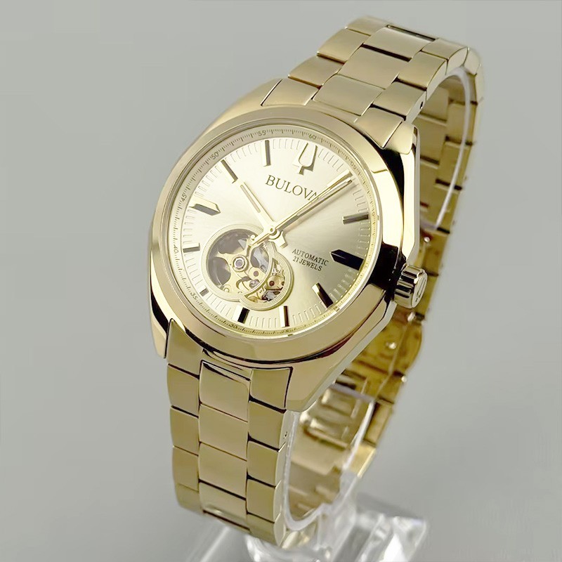 Bulova Surveyor 97A182 Gold Tone Dial Stainless Steel Men’s Automatic Watch 39MM