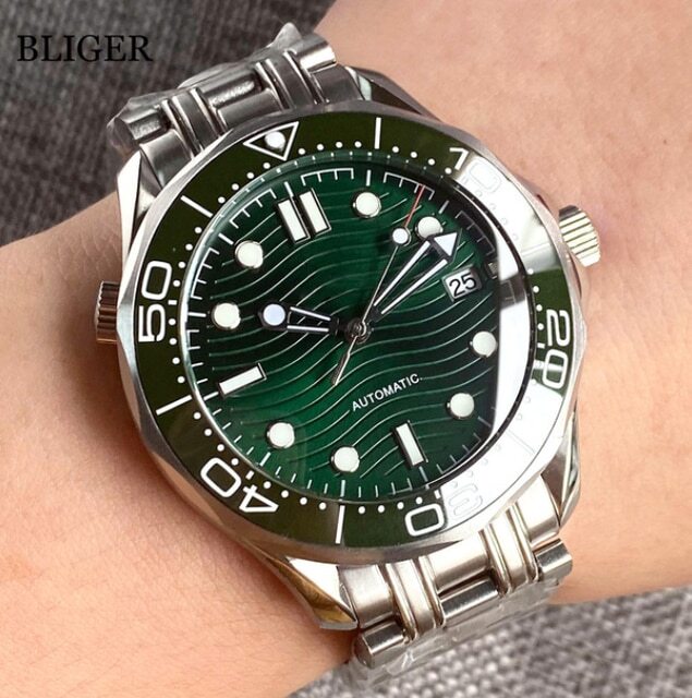 Luxury BLIGER 41mm Mechancial Men Watch Sapphire NH35 PT5000 Movement Blue Green