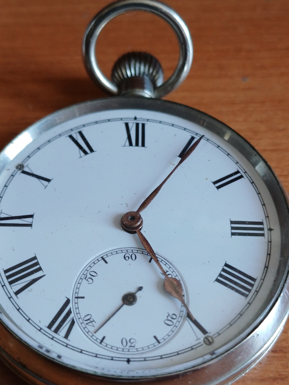 Swiss Open Face 50mm Pocket Watch. Nickel Plate.working, Spares repair