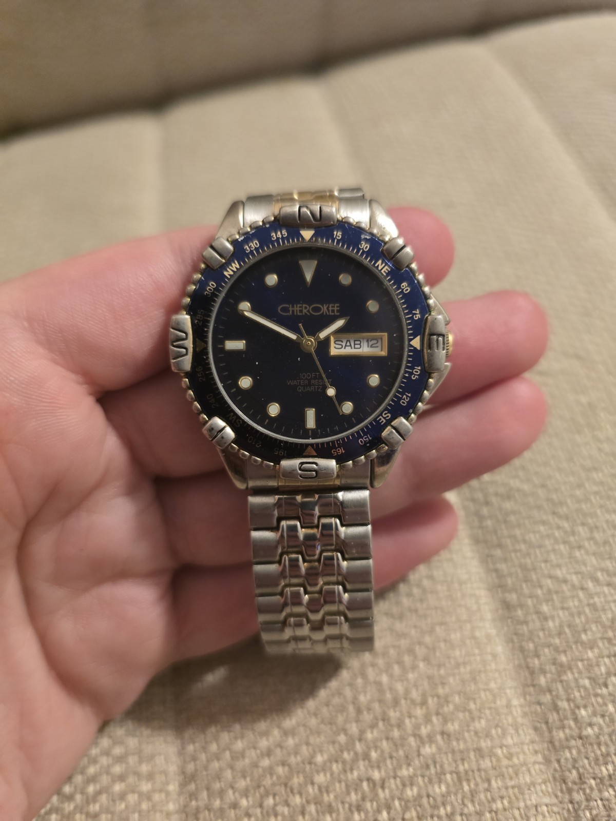 Cherokee Watch Analog Quartz Blue Dial Men Silver Tone