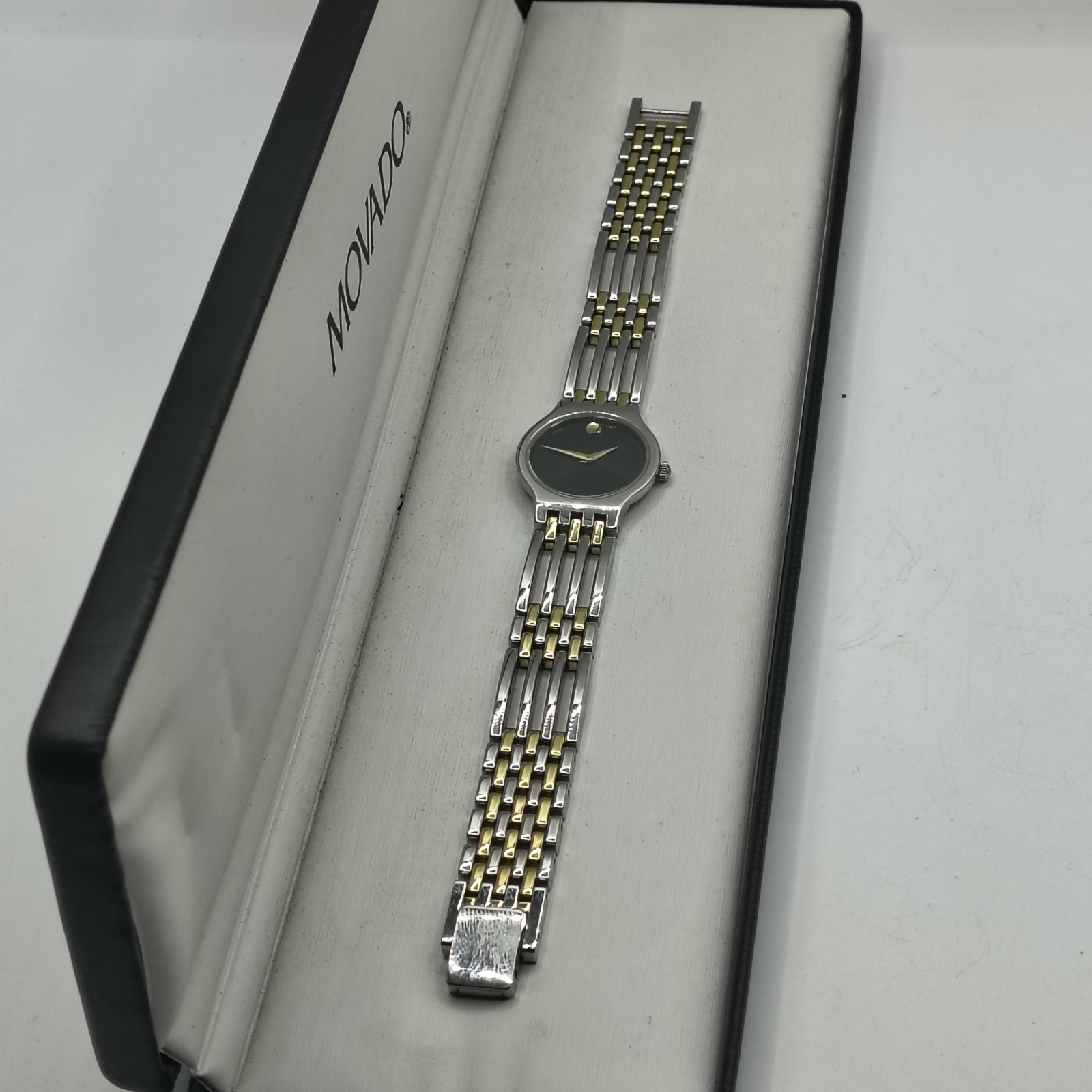Movado Esperanza 84 G2 1881 Watch Two-Tone Gold & Silver Black Museum Dial #120