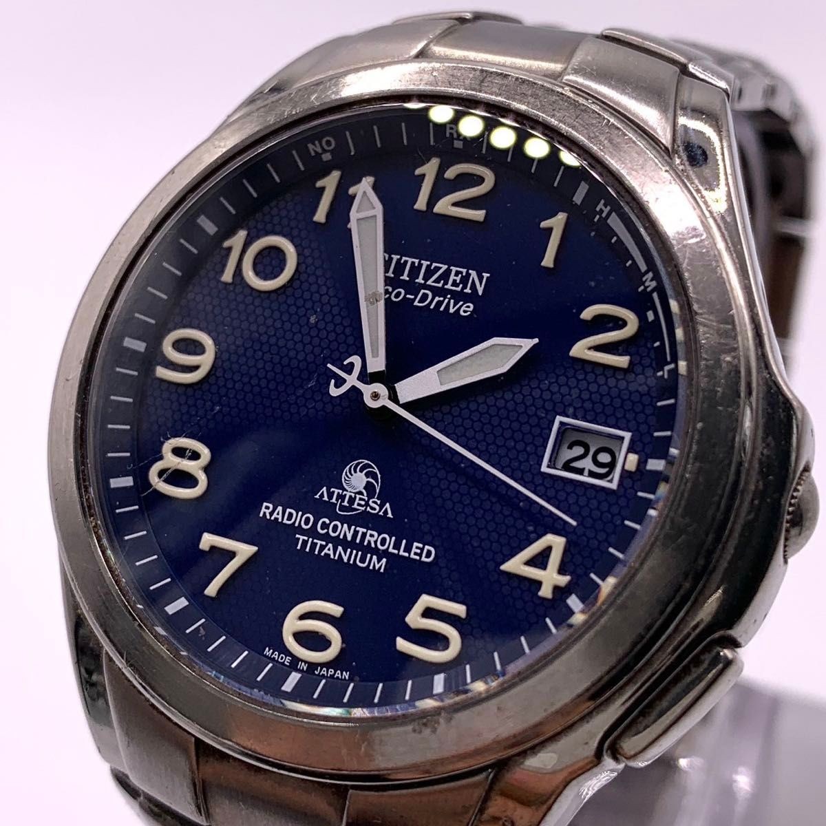 Citizen Attesa H410-T003788 Eco-Drive Radio Blue Dial Titanium Watch Japan
