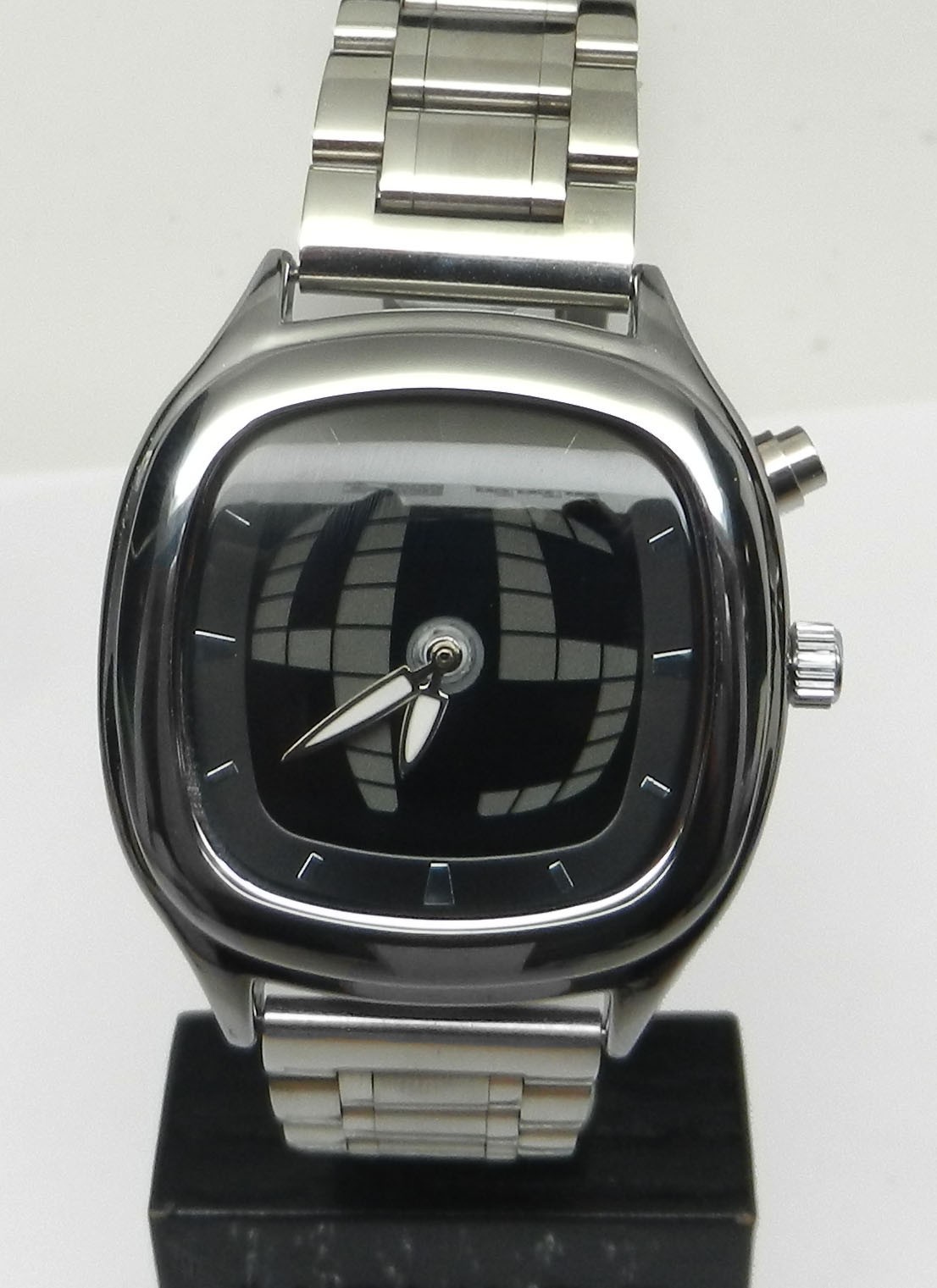 Men’s Square 40mm Stainless Steel Black Animated LCD Digital Dial Retro Watch