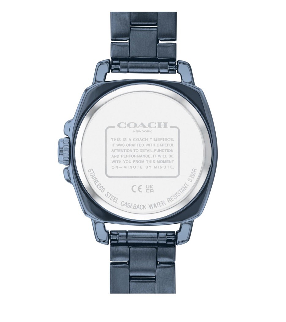 Brand New Coach Boyfriend Blue Metal Band Crystal Dial Watch 14503985