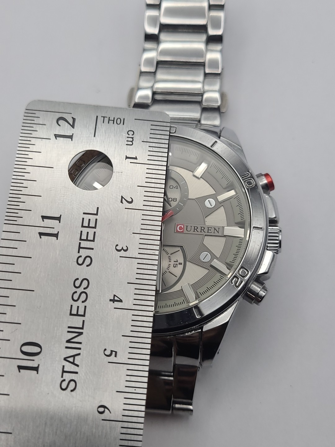 Curren M-8275 Men’s Analog Watch Silver Case Faux Multi Dial New Battery Working