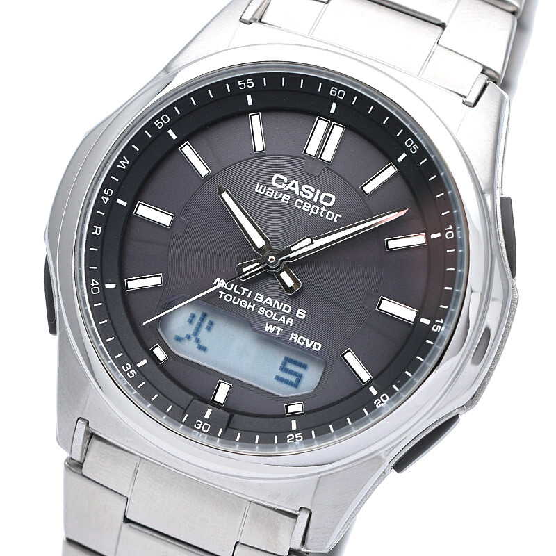 CASIO WAVE CEPTOR WVA-M630D-1AJF Radio Solar Analog Digital Watch Silver 42.1mm
