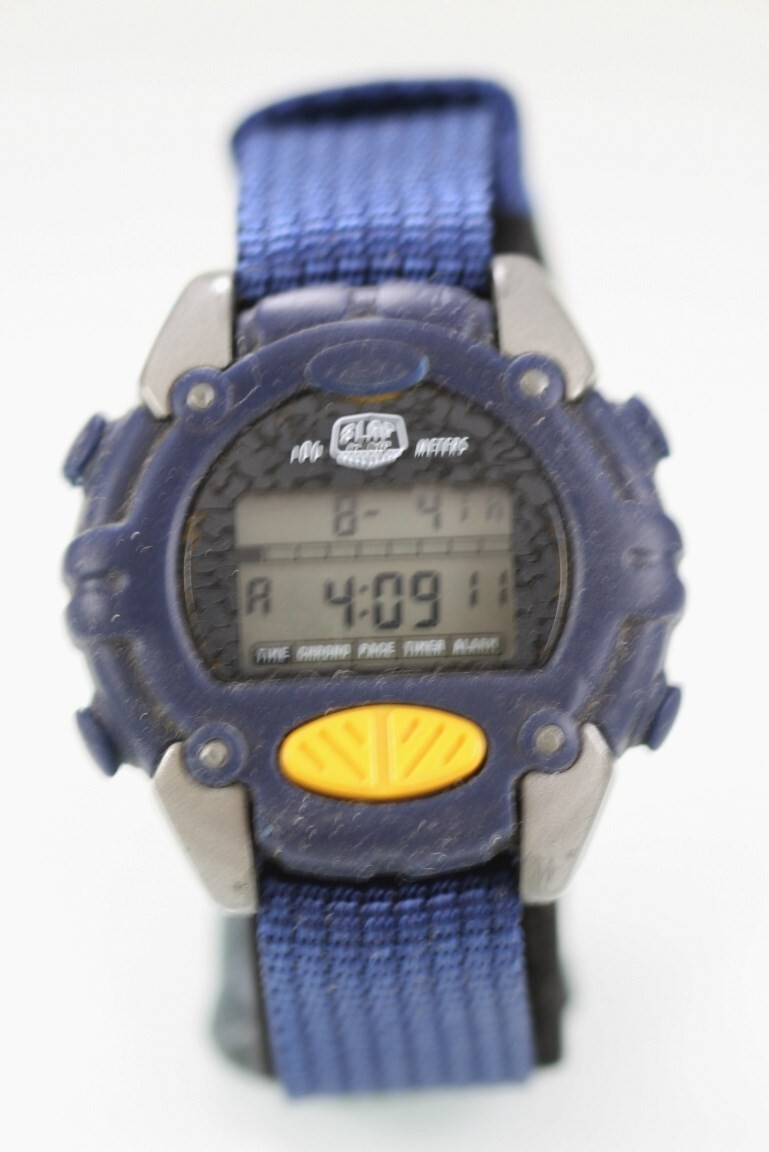 Fossil Men Watch Rubber Plastic Nylon Blue 100m Date Light Alarm Chron Quartz
