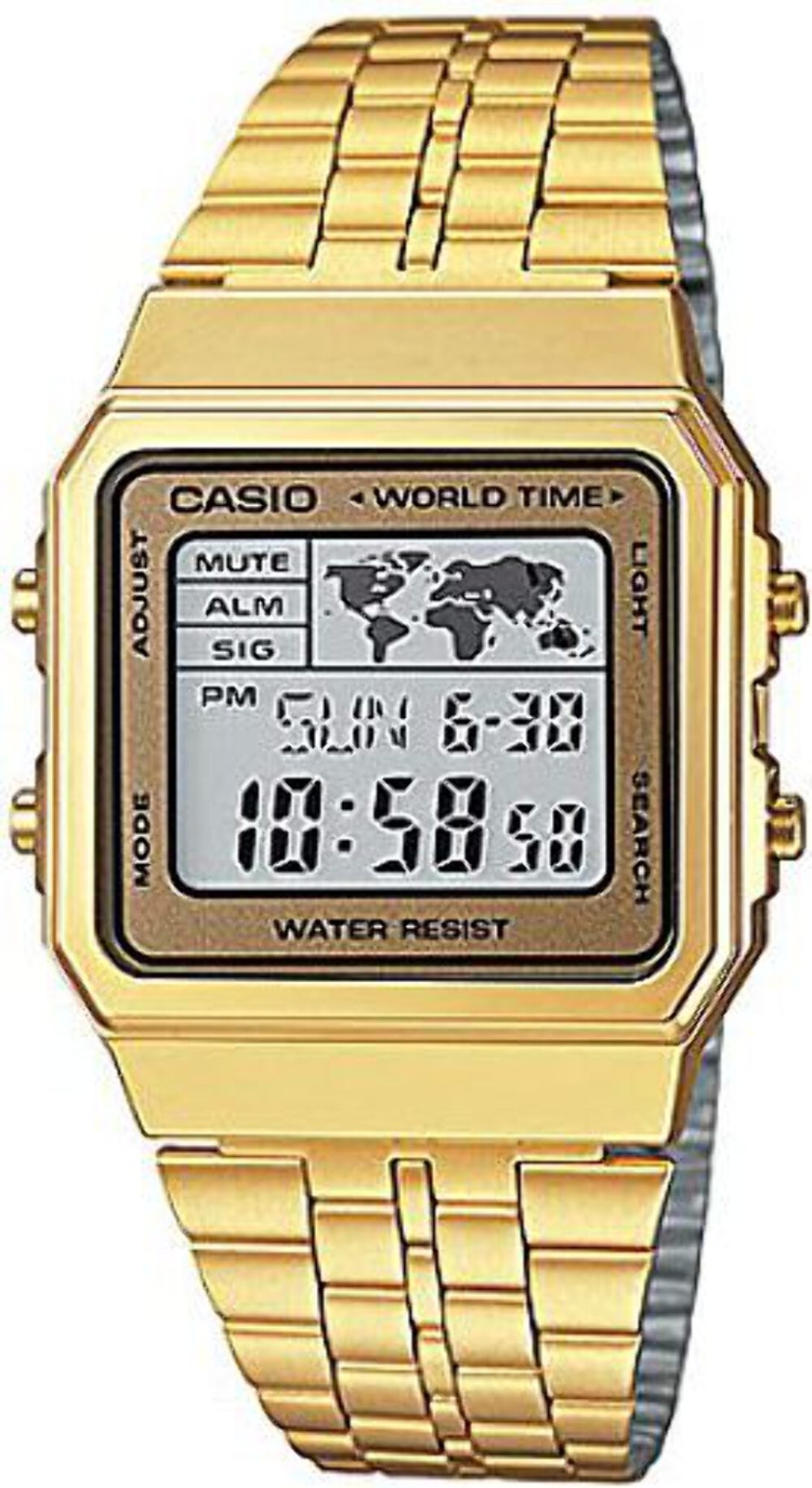 Casio A500WGA-9D Men’s Gold-Tone World Time Stainless Steel Watch A500WGA-9