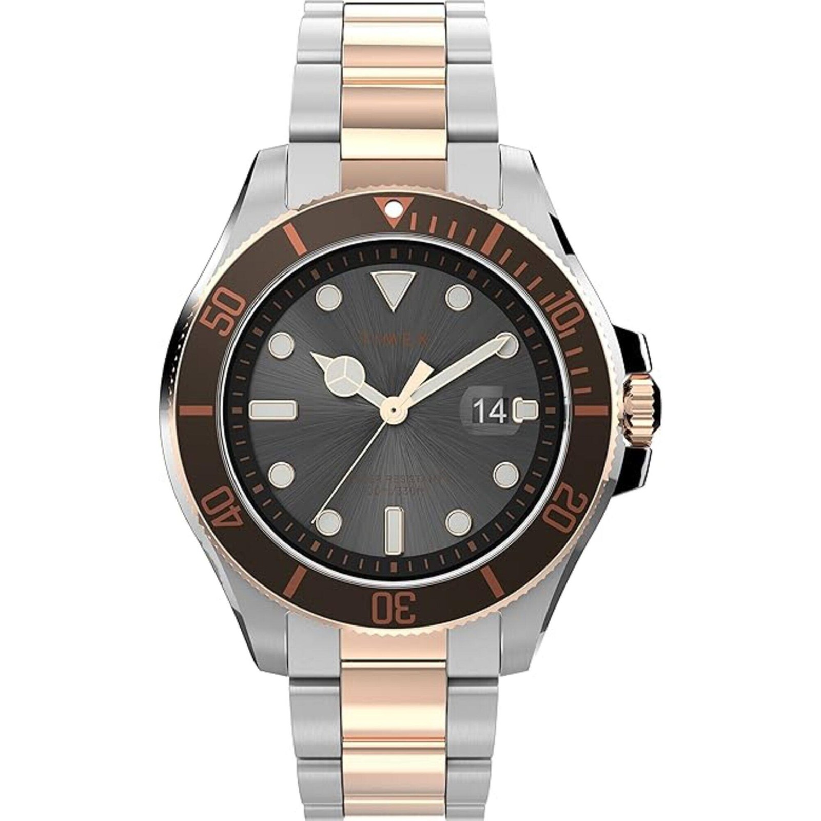 Timex Men’s Watch Harborside Coast Black Dial Two Tone Bracelet Date TW2V42100VQ