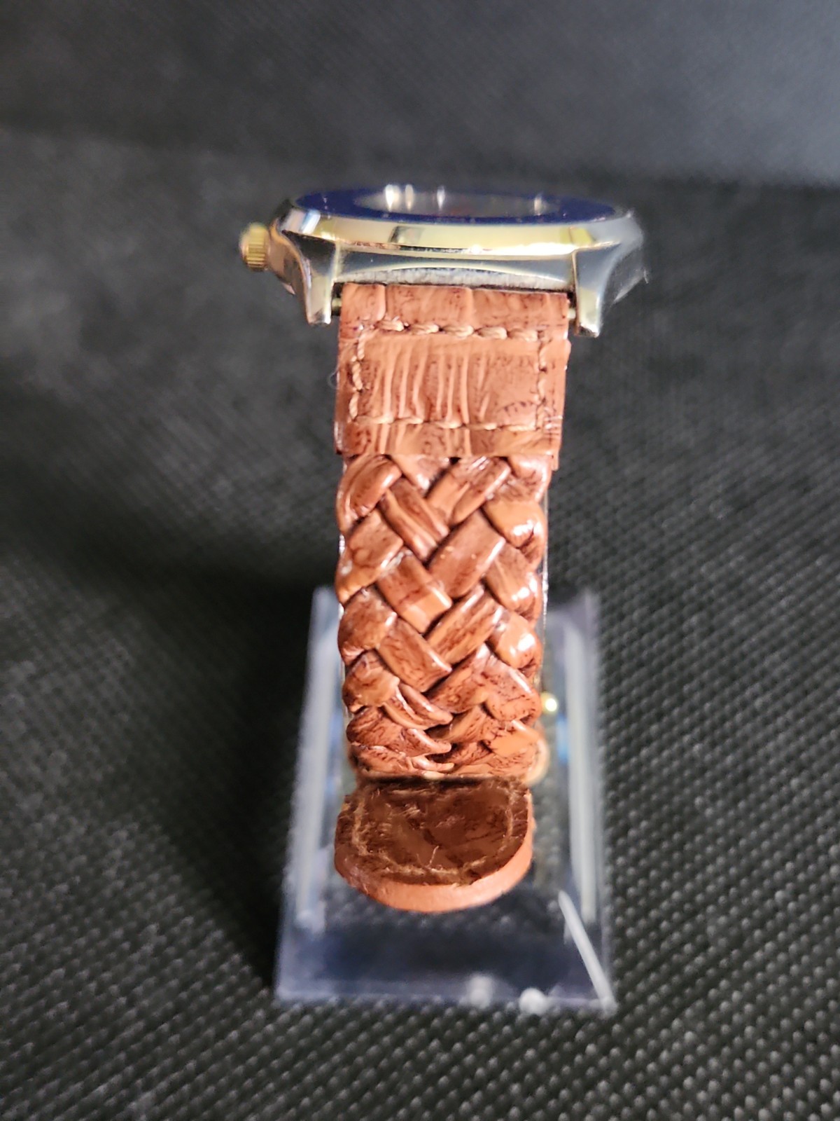 PEPSI COLA BOTTLE LOGO WRISTWATCH With Brown Braided Band & New Battery