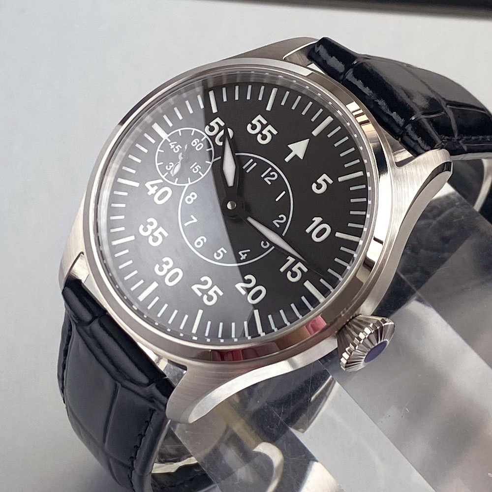 42mm Watch 6497 Hand-Wind ST3600 Mechanical Watch Men Sapphire Push-pull Crown