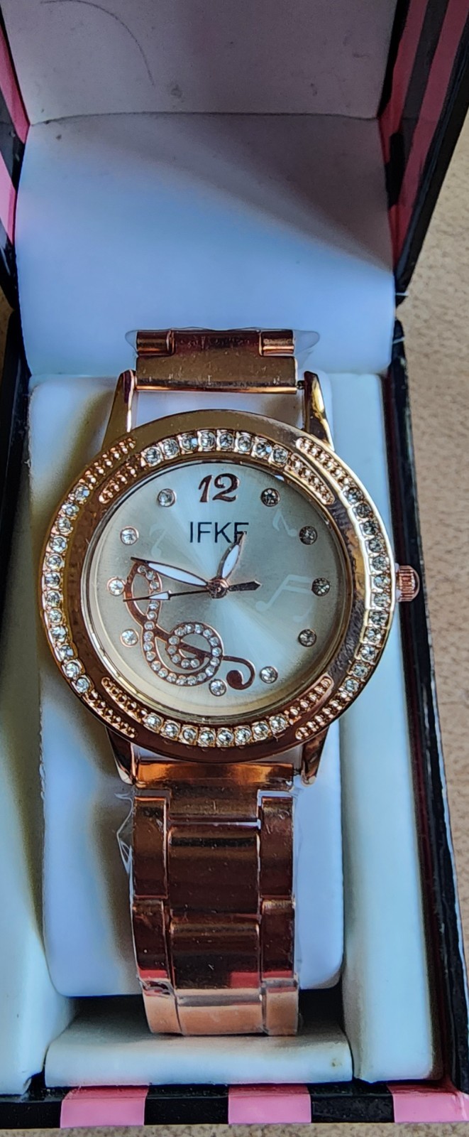 NIB Music Theme Rose Gold with Crystals Women’s Quartz Watch
