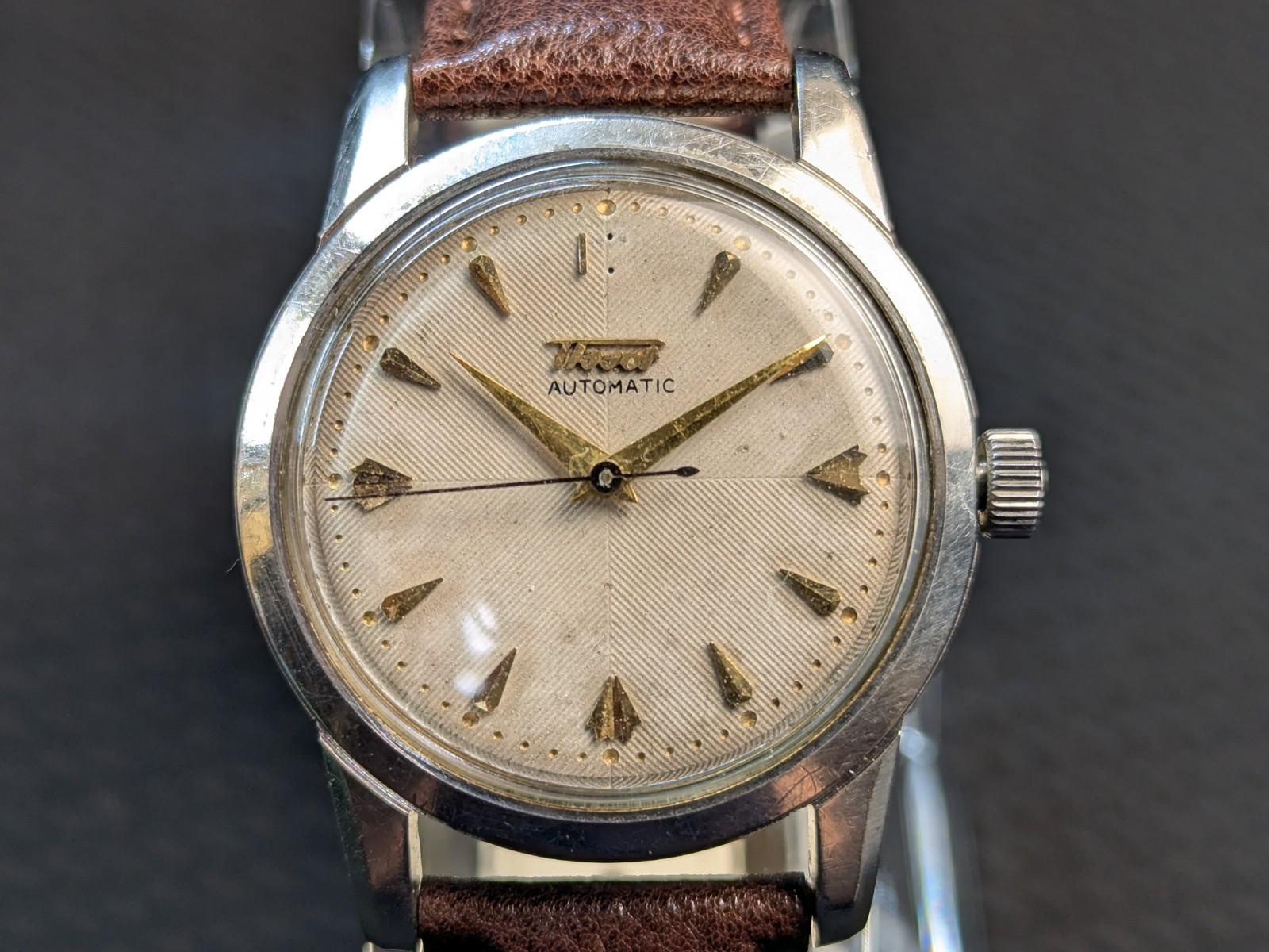 Vintage 1954 Tissot Bumper Automatic Mens Watch Textured Honeycomb Dial READ