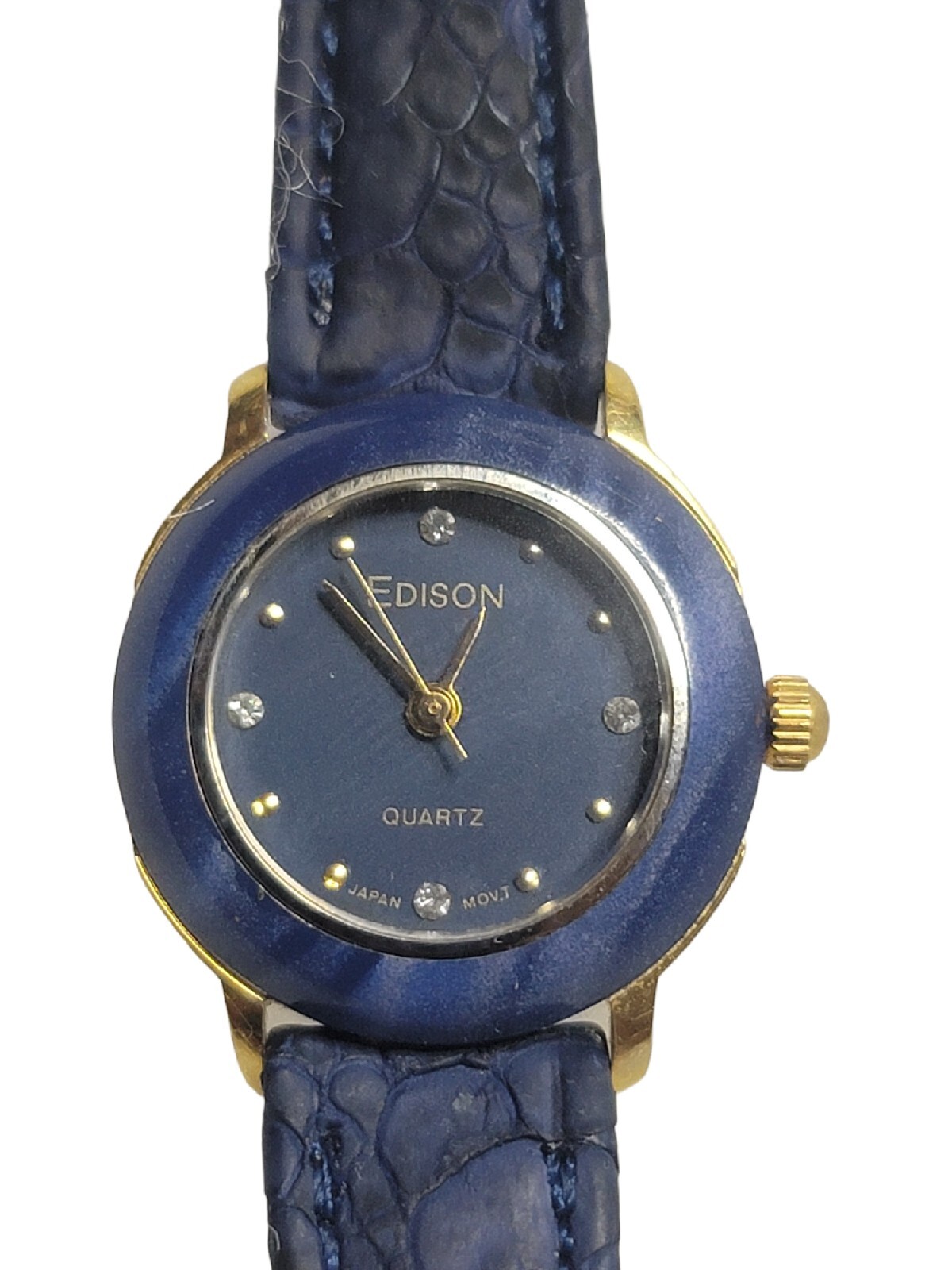 Ladies All Blue 22mm Edison Quartz Watch Runs Well New Battery
