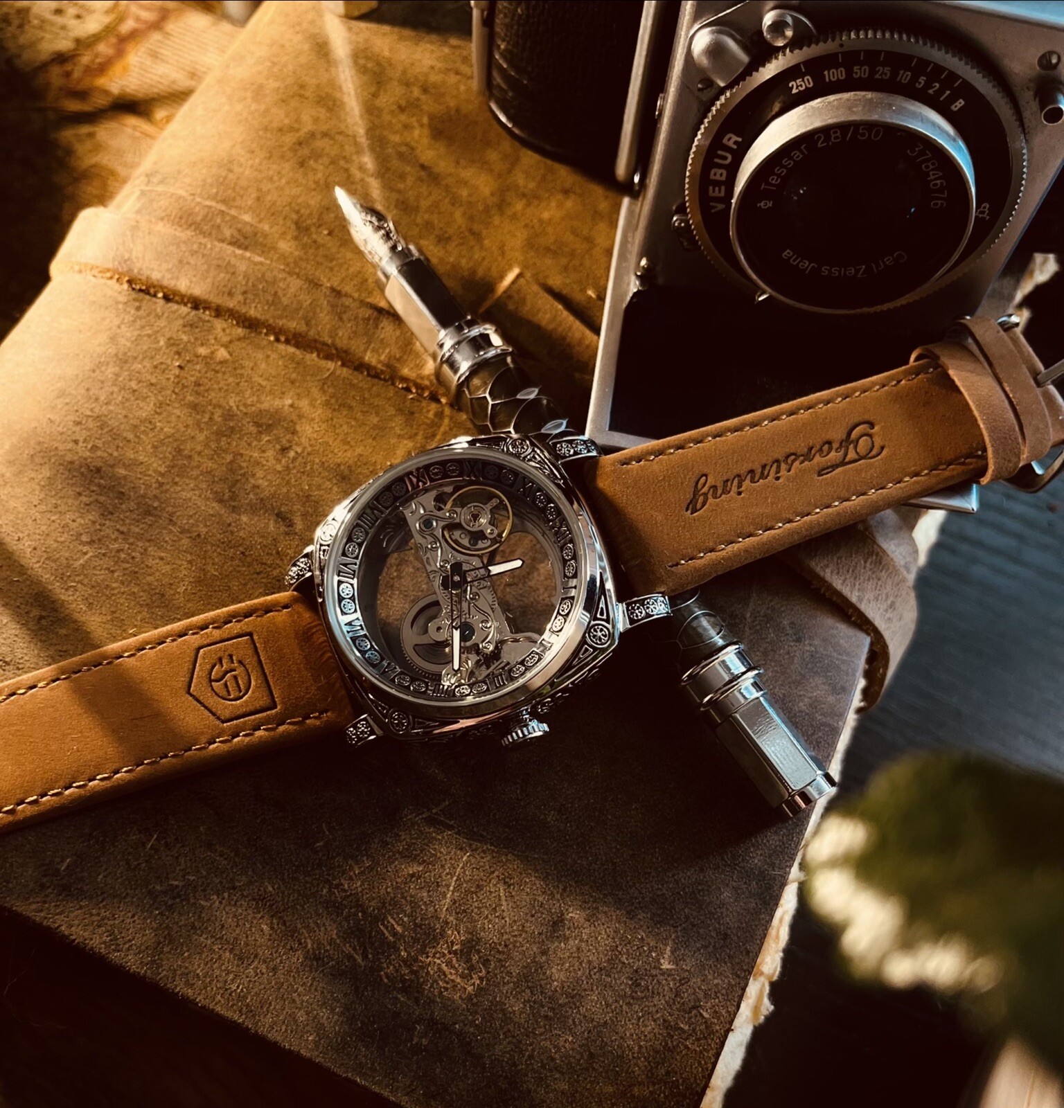Forsining Men’s Automatic Square Retro Carved Skeleton Luxury Waterproof Watch