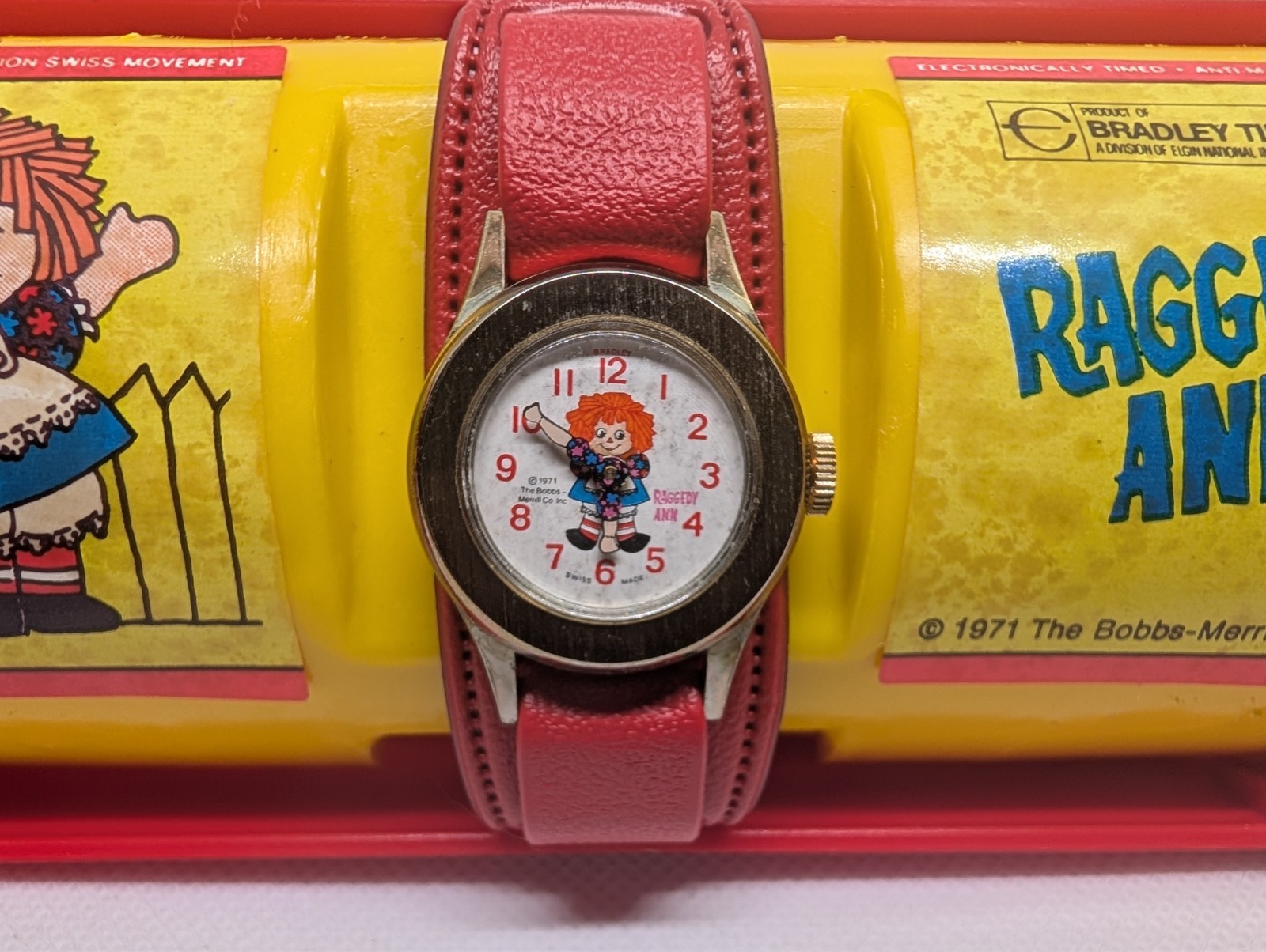 Vintage 1971 Raggedy Ann Watch Bradley Time NOS Original Case Box Papers Working