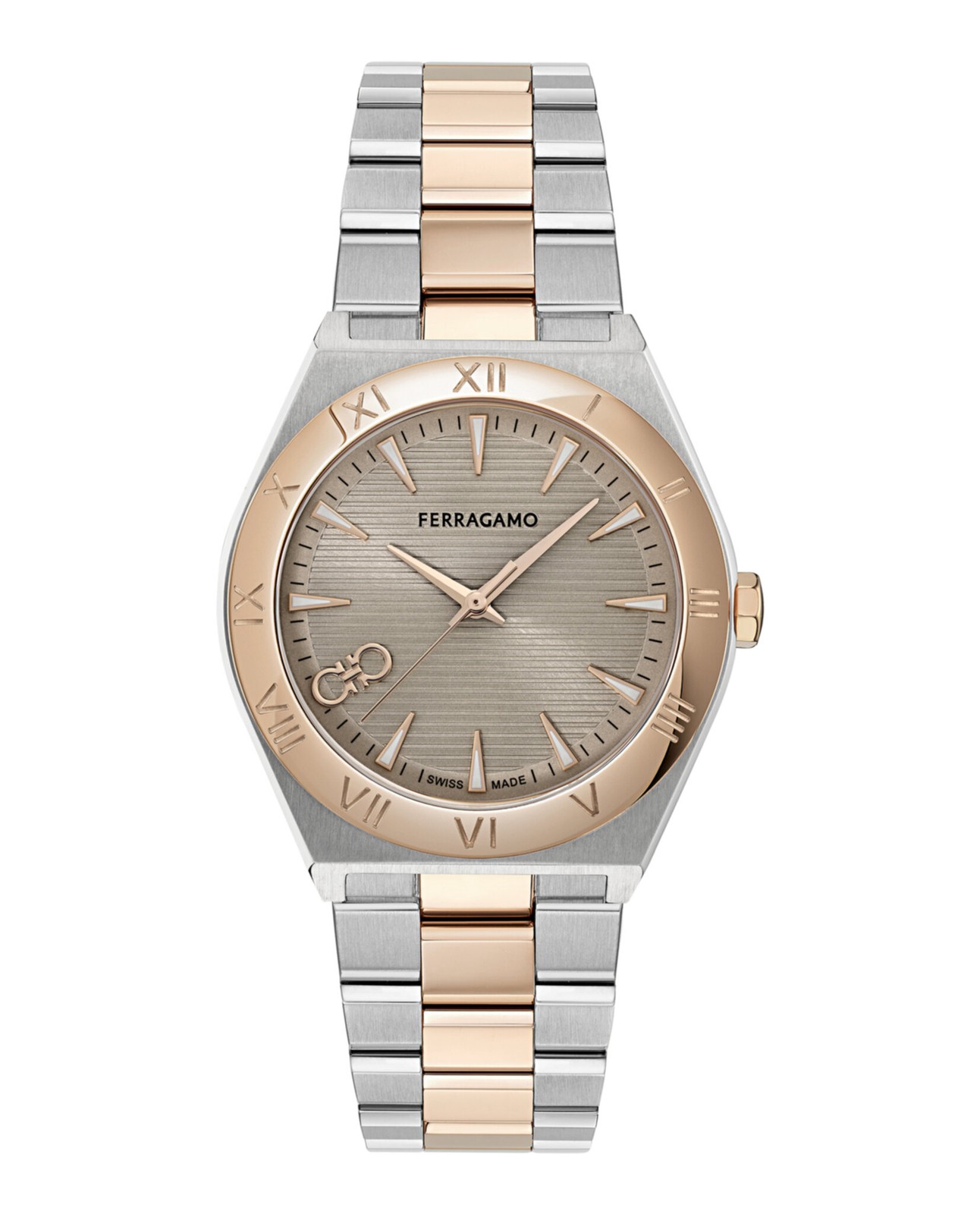 Ferragamo Mens Two Tone 40mm Bracelet Fashion Watch