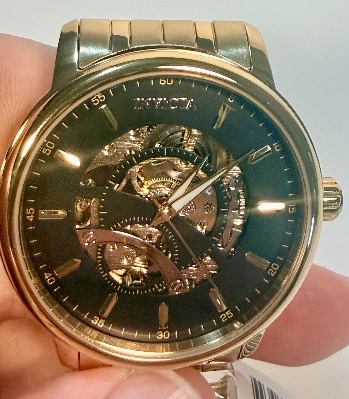 69121 Invicta Objet D Art Arcalis Automatic Men Gold Skeleton Dial Watch 42.5mm