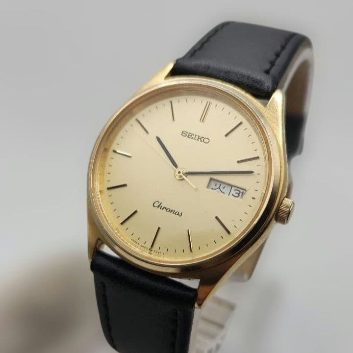 Seiko Chronos Gold Day-Date Quartz Men’s Wristwatch Japan 071762