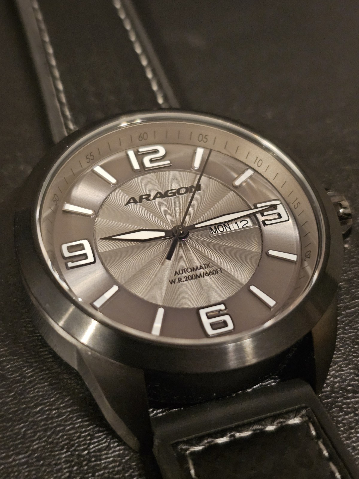 Aragon Caprice Pilot Automatic A189 Watch 48mm NH35A Day Date 200M w/ Box…