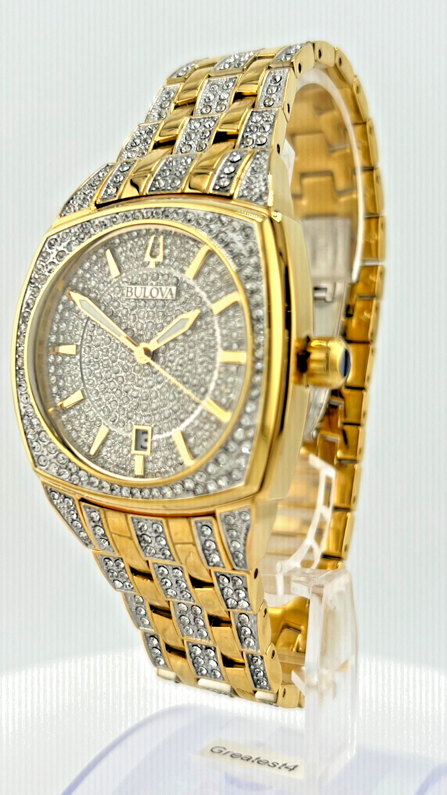 NEW BULOVA PHANTOM 98B323 CRYSTAL PAVA DIAL & BRACELET 40 MM QUARTZ MEN’S WATCH