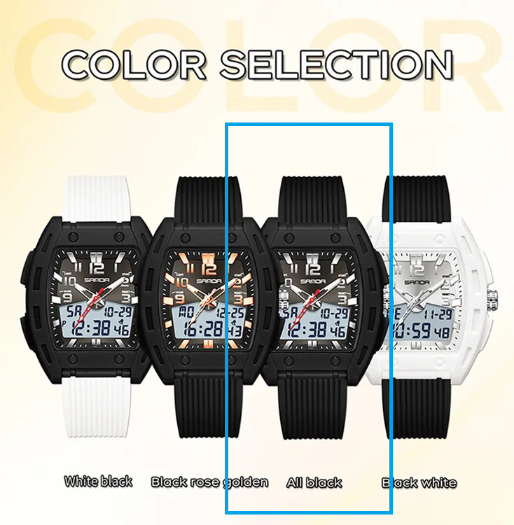 Unisex Multiple Functions Barrel Watch Dual Display Quartz plus Electronic