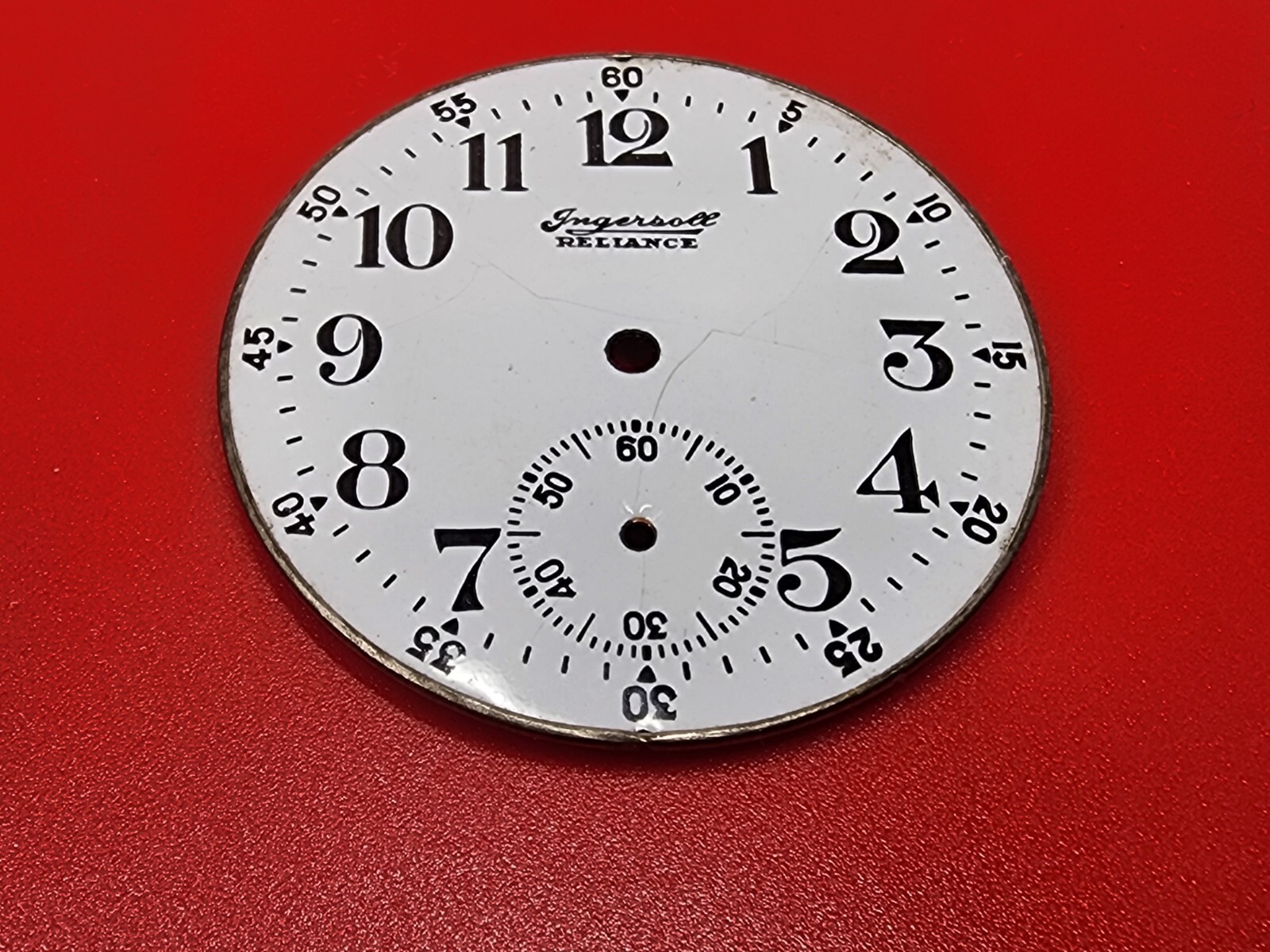 Ingersoll Reliance Watch Co. Approx. 42mm Porcelain White Dial Face Pocket Watch