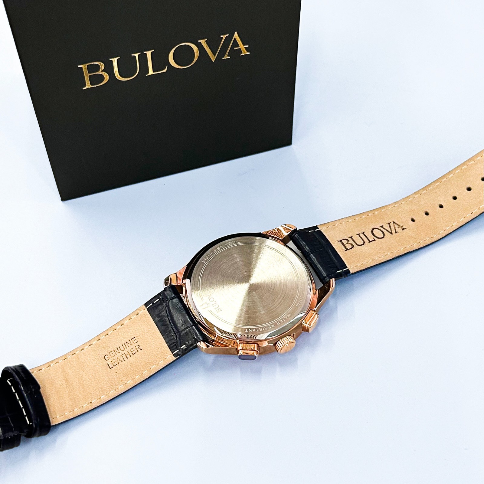 Bulova Men’s Classic Wilton 97B170 Blue Dial Leather Strap Quartz Watch 46mm