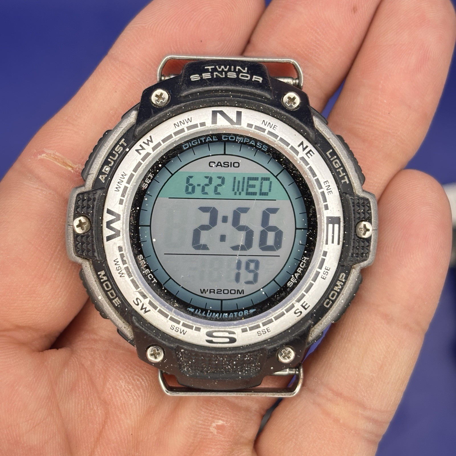 Casio Pathfinder Twin Sensor Watch Digital 5 Alarms Black Gray 3157 SGW-100
