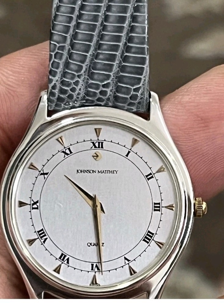 Ross Johnson Matthey Platinum 950 Watch w/ Lizard Band Gorgeous Men’s Watch 34mm
