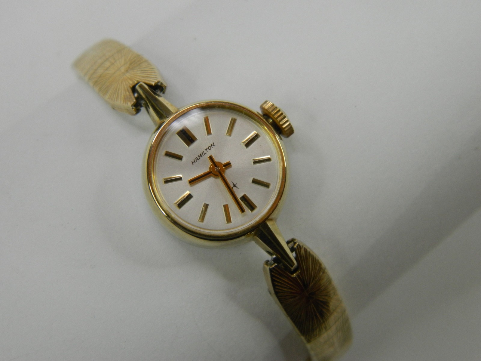 EXC. FINE VINTAGE HAMILTON 10k ROLLED GOLD PLATE LADIES WATCH – RUNS GREAT TIMER