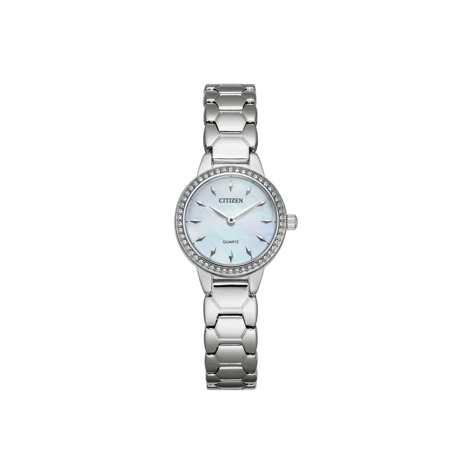 Citizen Quartz Womens Crystal Accent Silver Tone Stainless Steel Bracelet Watch