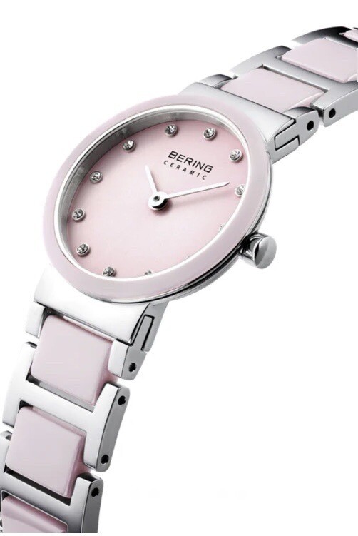 💯% Bering Women 10725-999 Ceramic Pink Dial Pink Watch Stainless/Ceramic