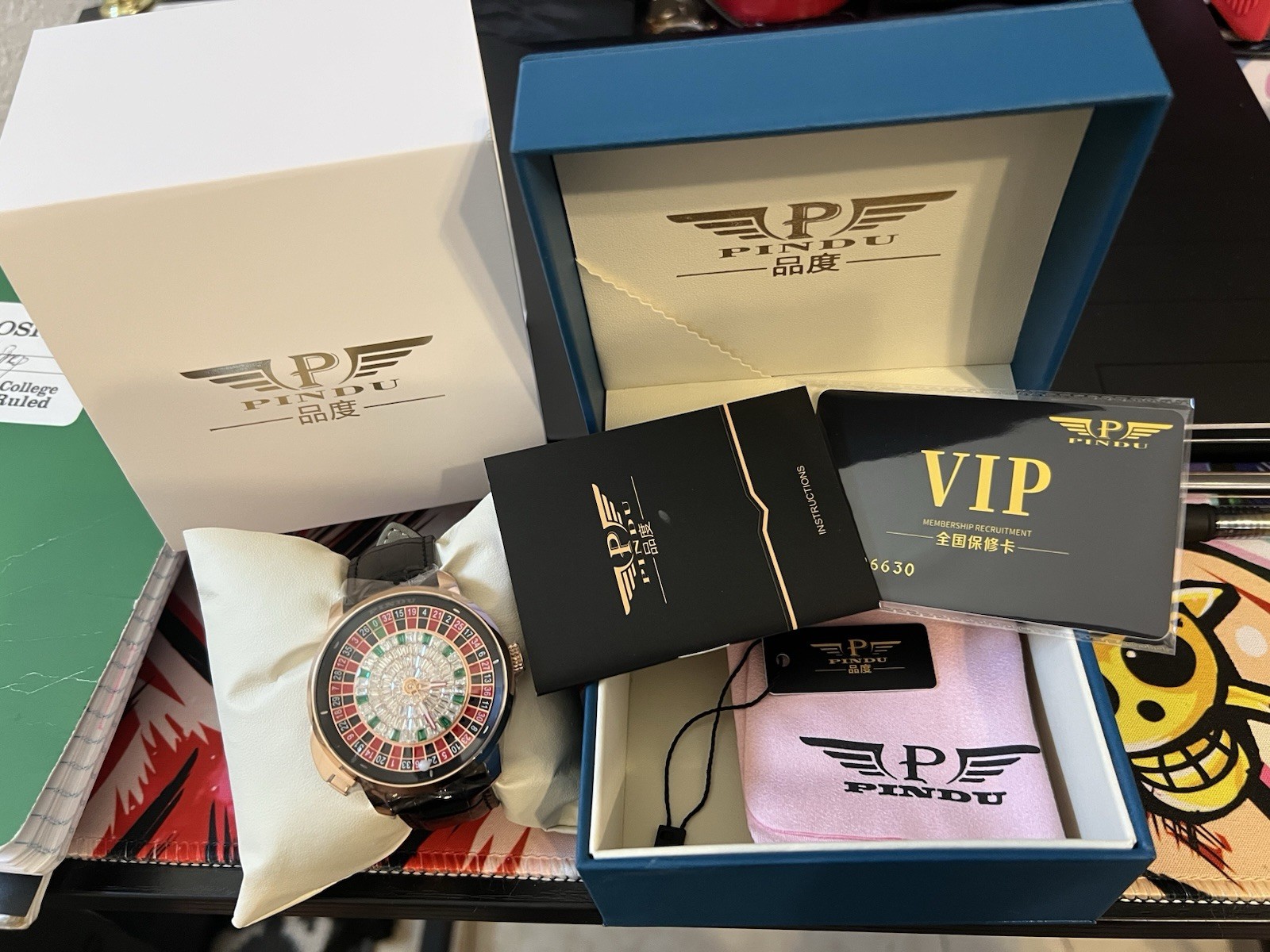 PINDU Luxury Men’s Automatic Watch 5ATM Casino Tourbillon Rotating Roulette