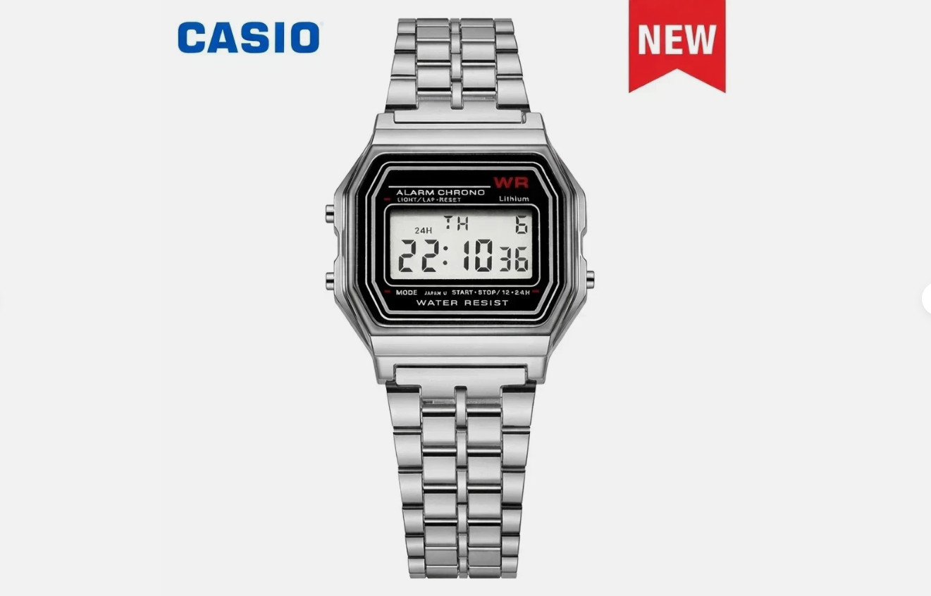 F-91W-1 Men’s Digital Silver Steel Watch Classic Alarm Light Waterproof