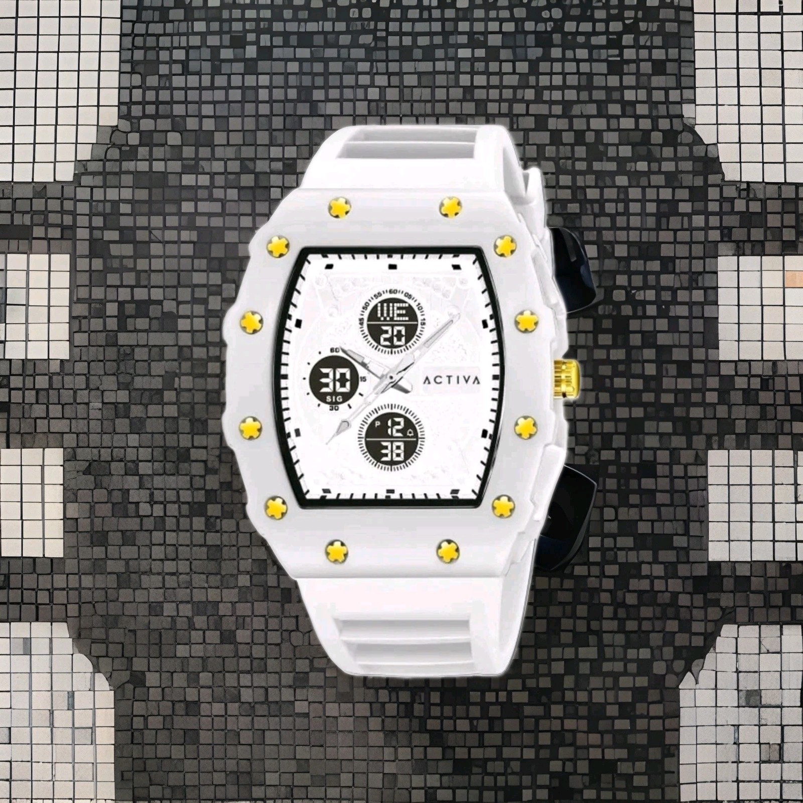 💲 Activa X Invicta (ACW2605-006) – 43mm Men’s White Digital Essentials Watch 👀