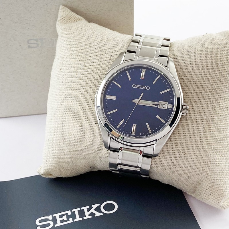 Seiko Essentials Men’s Stainless Steel Blue Dial SUR309 Quartz Watch 40.2mm New