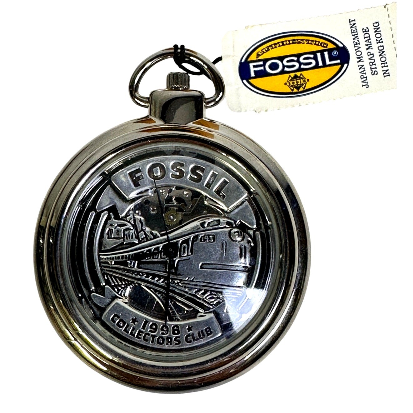 Fossil Limited Edition 1998 Collectors Club ‘Steamliner’ Pocket Watch-Wood Case