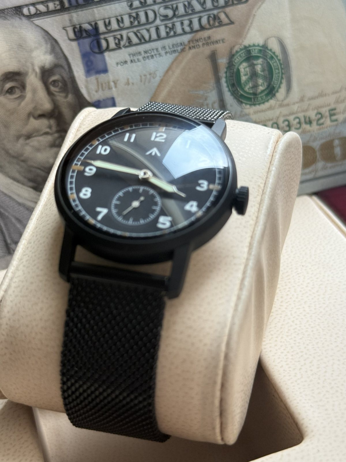 Pobeda Pilot Soviet Mechanical Black Dial Vintage Watch Zim 1990s Russian Men’s