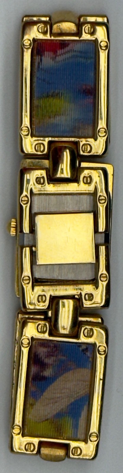 Women’s Boca Classics Quartz Wristwatch Gold Tone Floral Bracelet Analog Linked