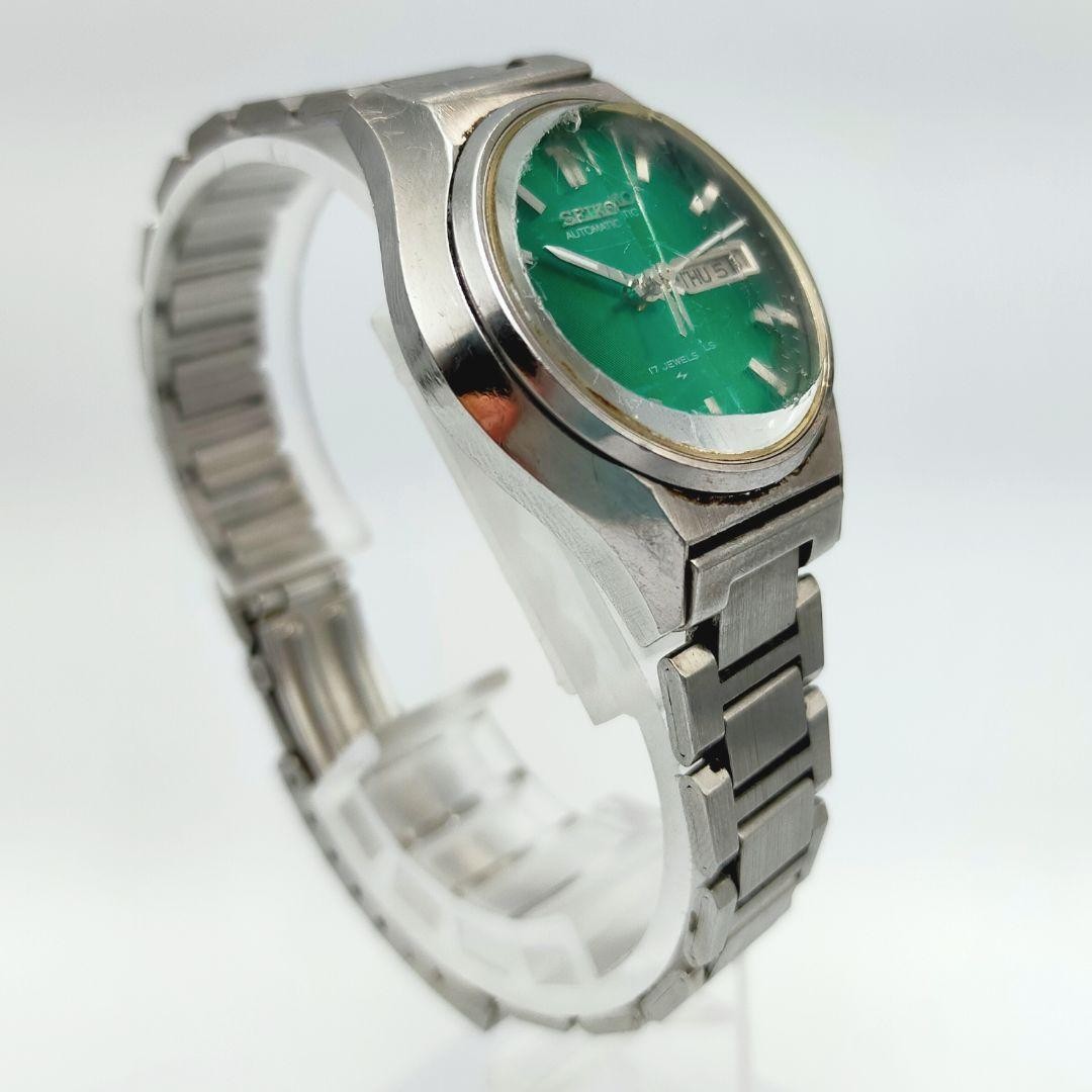 SEIKO 2206-0440 Automatic Green Dial Cut Glass Watch 29.8mm