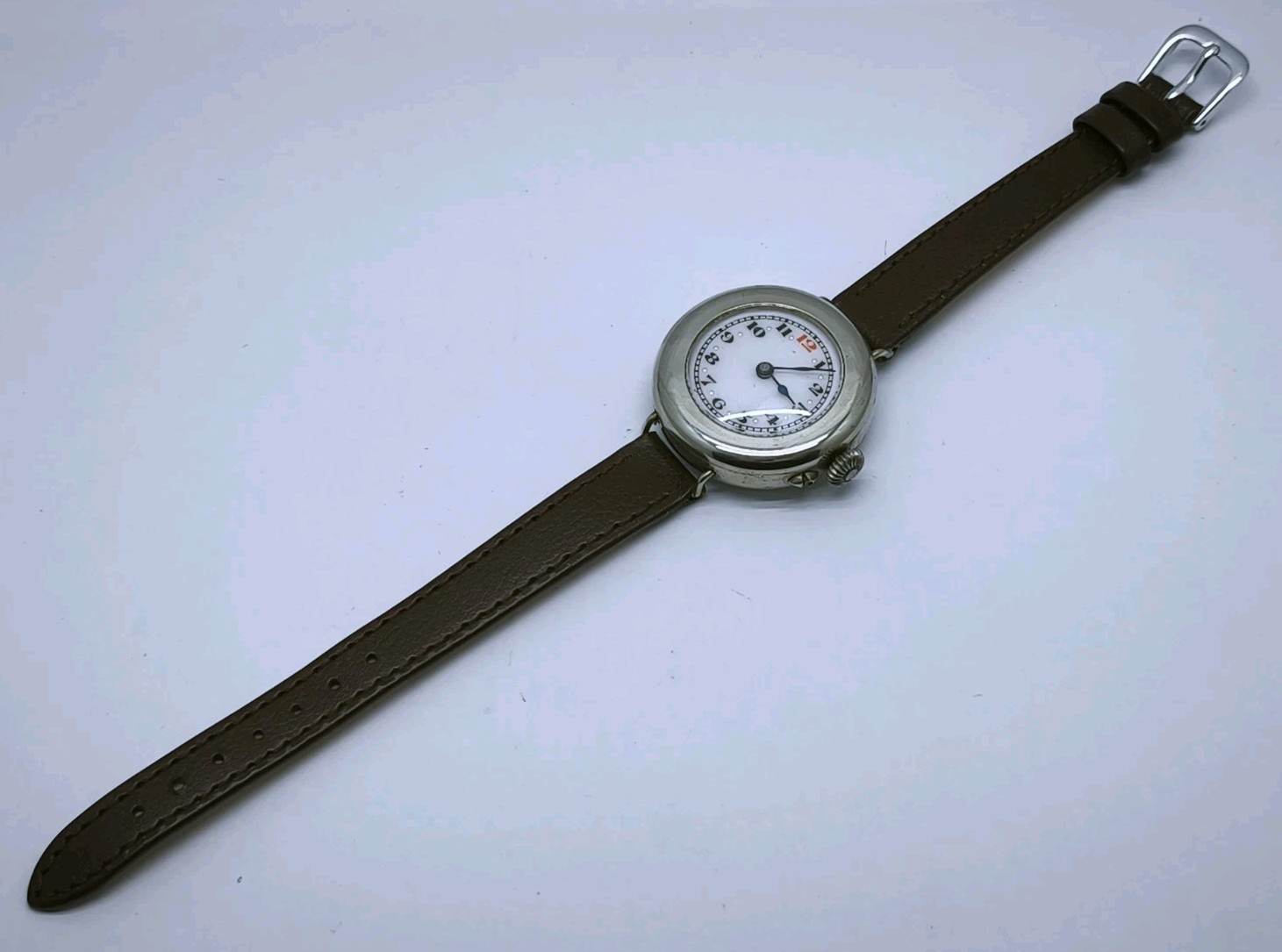 Vtg c1914 Swiss Chrome Nickel Plated WW1 Era 31mm Trench Watch Spares Or Repair