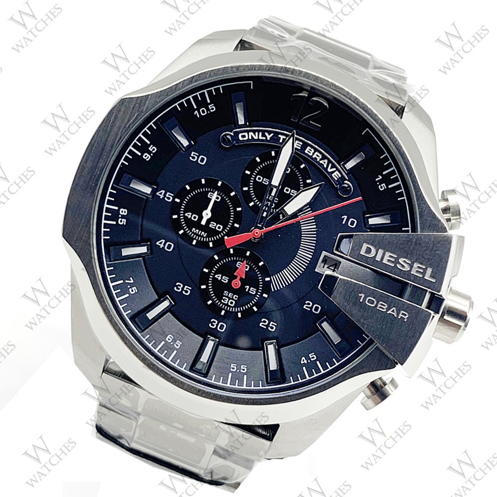 New Diesel DZ4308 Mega Chief Men’s Black Dial Stainless Steel Chrono Band Watch
