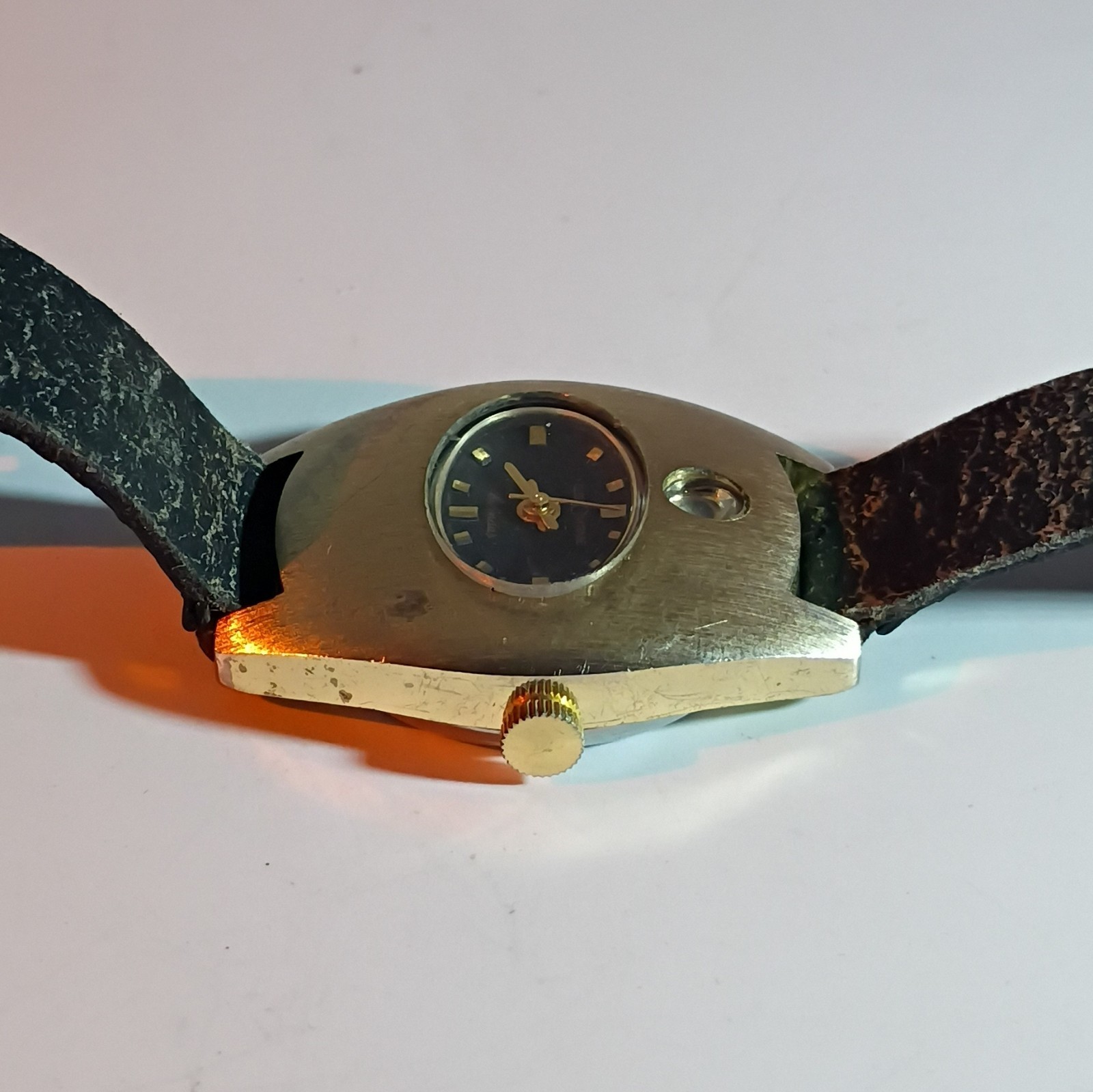 Customtime Manual Wind Black Dial Gold Cushion Case Working And Extra Band