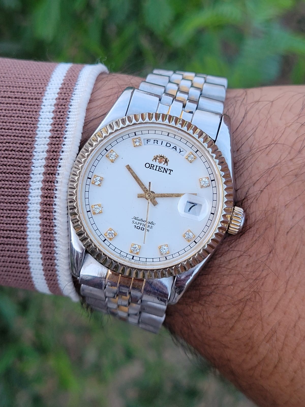 Orient President Day/Date Automatic Sapphire Diamond Dial Vintage Men’s Watch