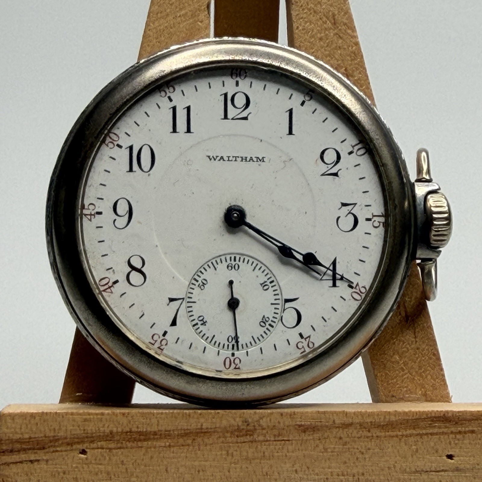 Antique Waltham Sidewinder Pocket Watch Running STUCK CASE / CANNOT OPEN, PARTS