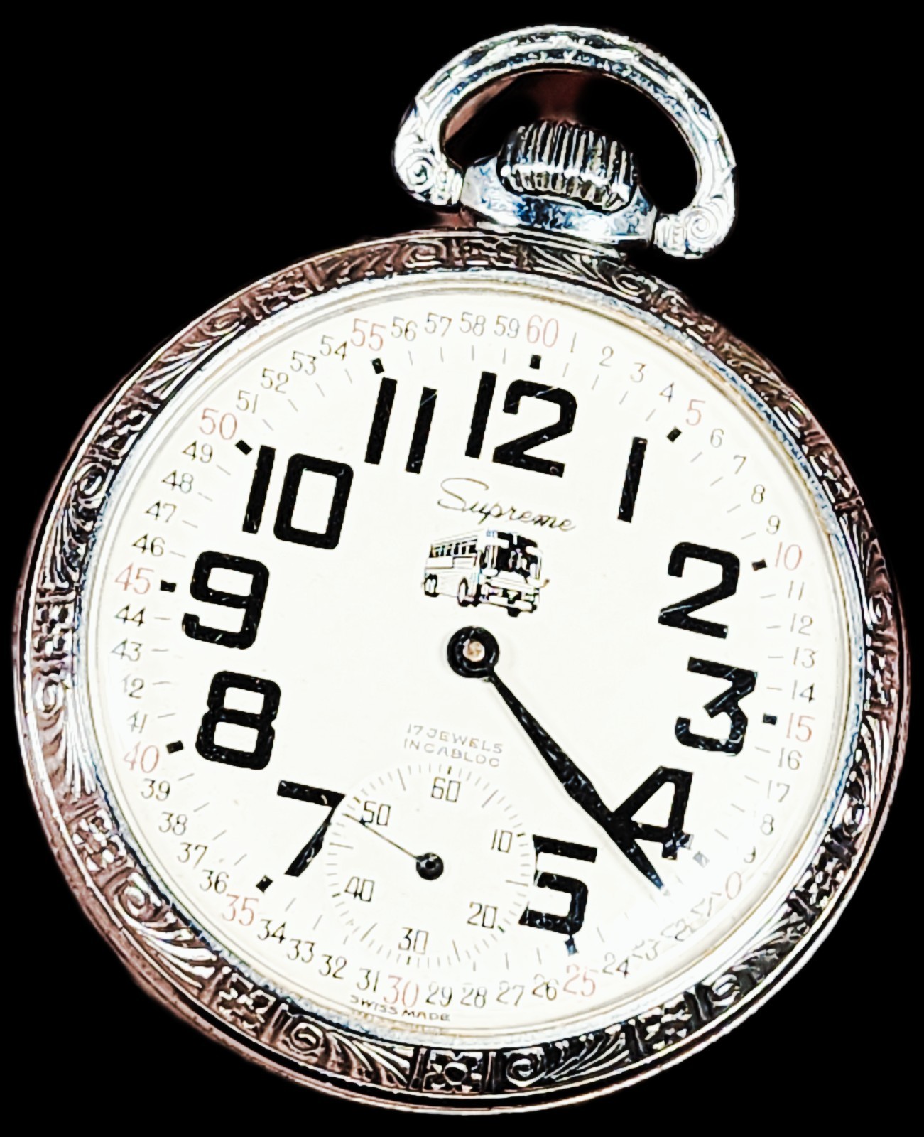 Swiss Made Absolutely Stunning “Supreme” Pocket Watch, Works + Looks Flawless!