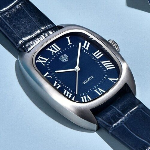 Rollstimi 7904 36mm Luxury Tonneau Dress Watch Hardex Lens 50m Seiko VH31 Quartz