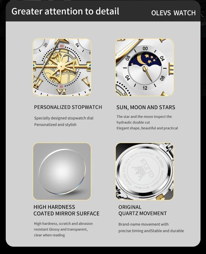 Elegant Luminous Men’s Quartz Watch with Big Dial – Waterproof Stainless Steel